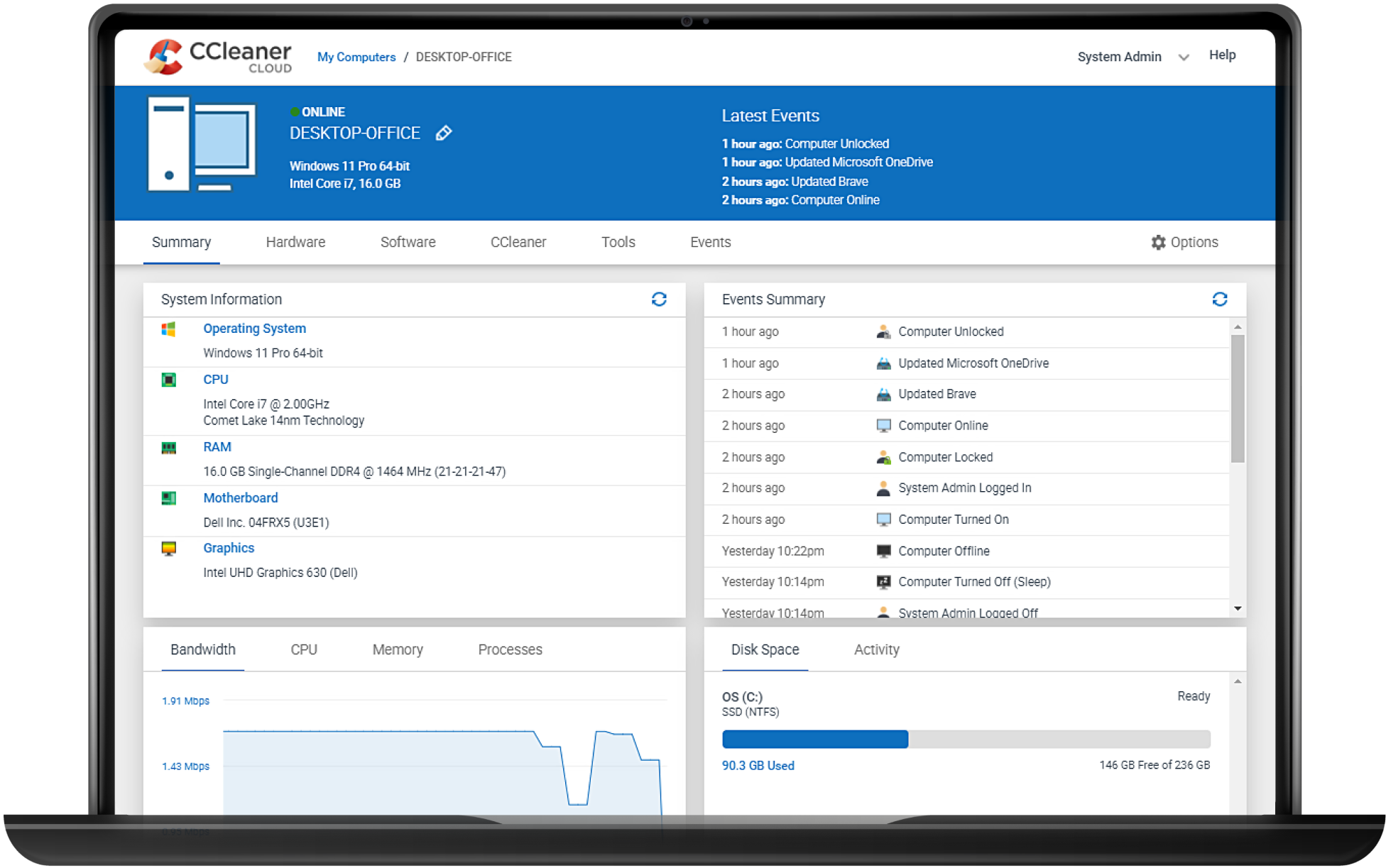 CCleaner Cloud app interface